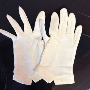 Girls Vintage White Cotton Gloves - Pair